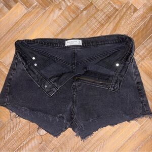 Abercrombie & Fitch Black Jean Shorts Distressed High-Cut